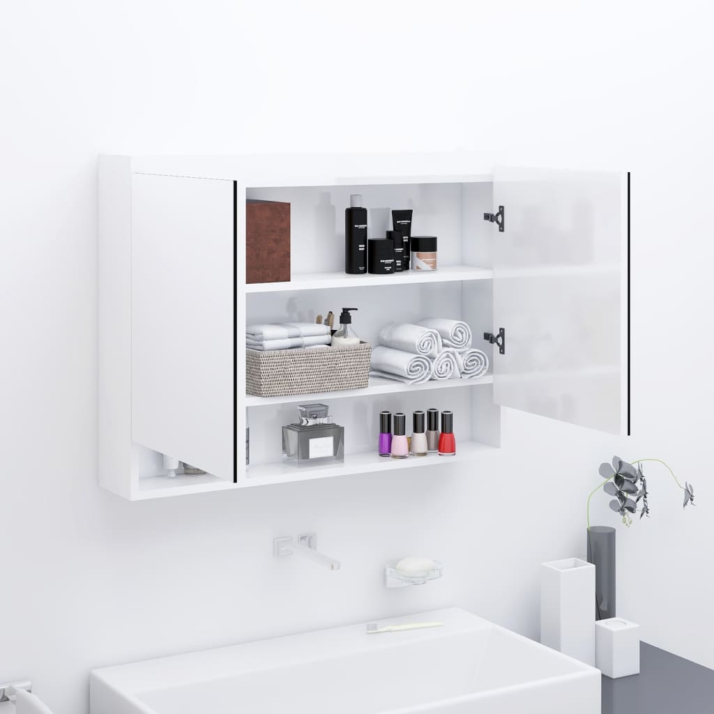 Meuble de salle de bain avec miroir 80x15x60 cm MDF anthracite