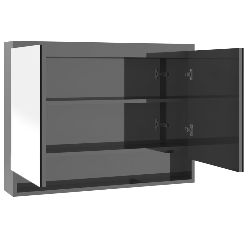 Meuble de salle de bain avec miroir 80x15x60 cm MDF anthracite