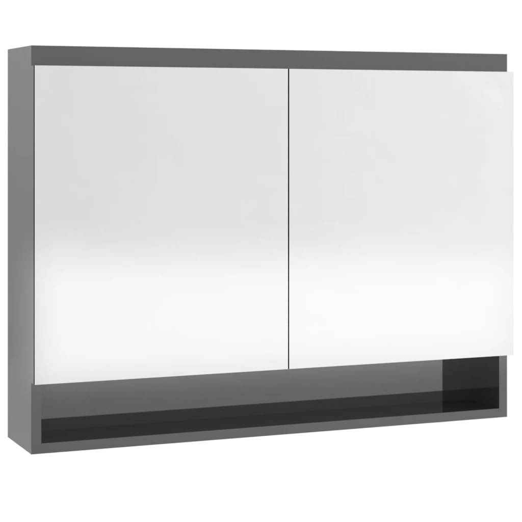 Meuble de salle de bain avec miroir 80x15x60 cm MDF anthracite