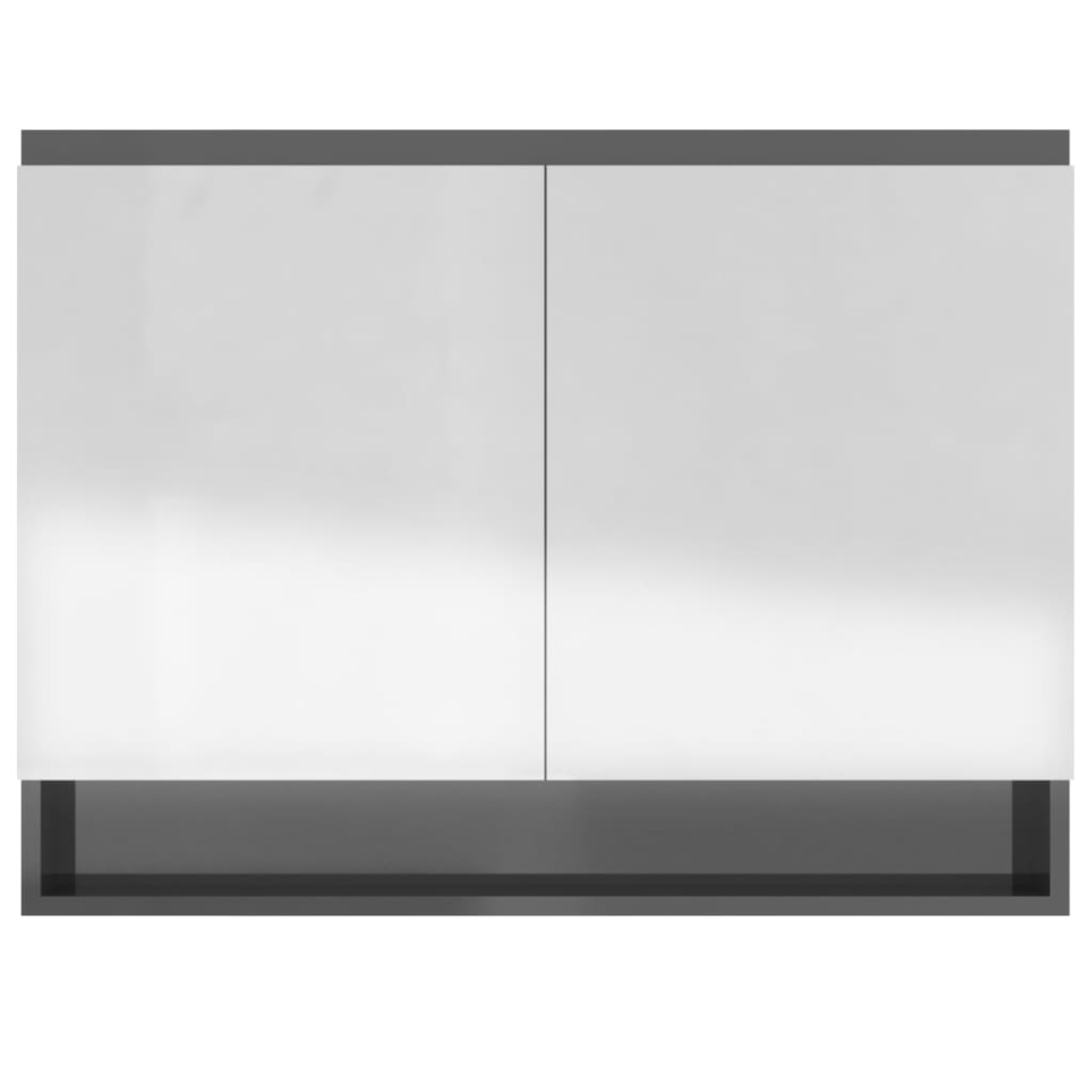 Meuble de salle de bain avec miroir 80x15x60 cm MDF anthracite