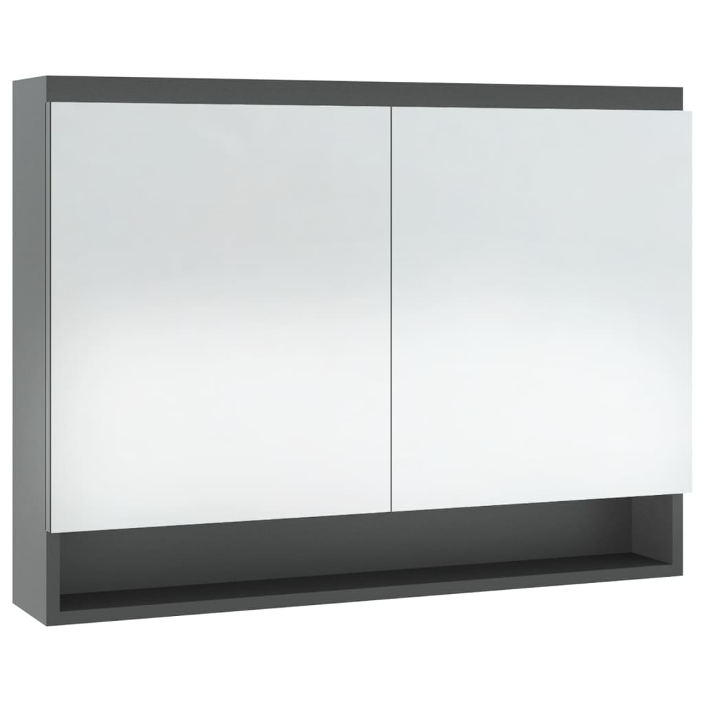 Meuble de salle de bain avec miroir 80x15x60 cm MDF anthracite