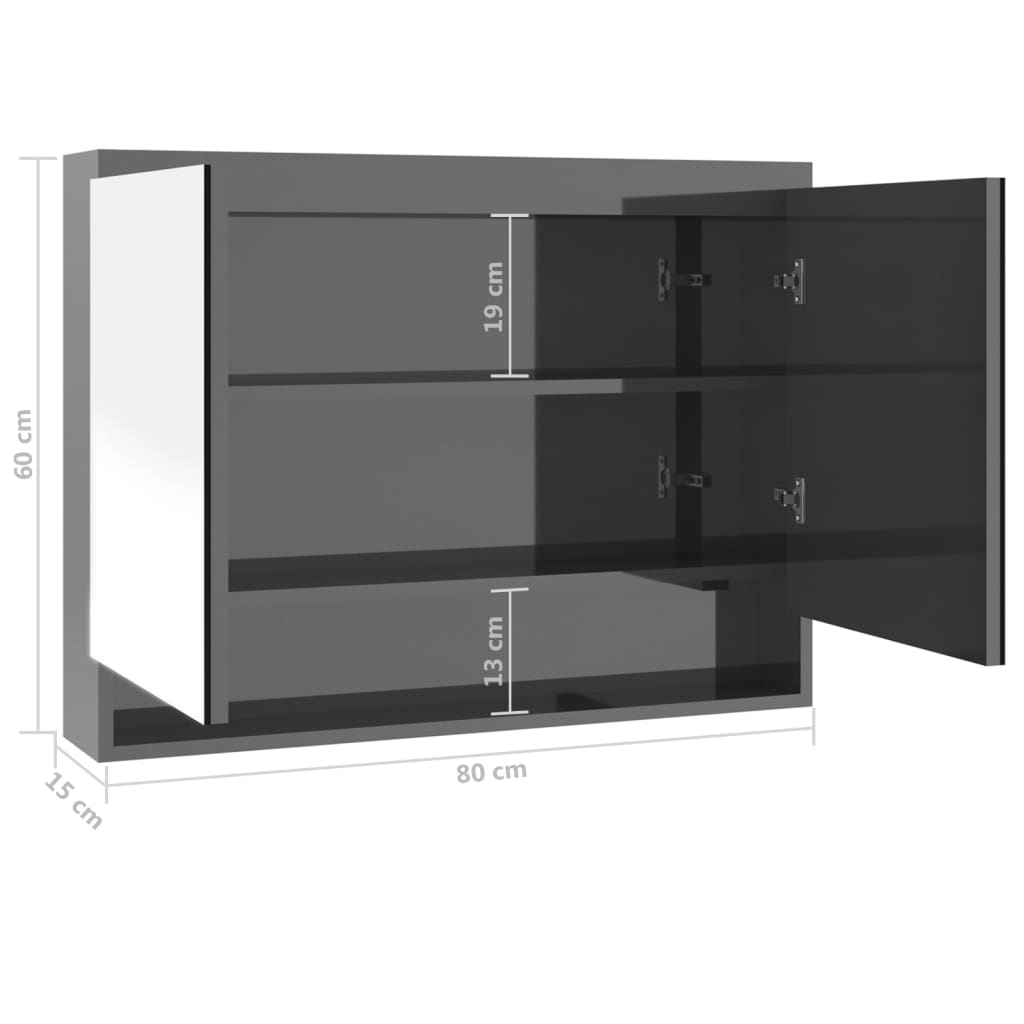 Meuble de salle de bain avec miroir 80x15x60 cm MDF anthracite