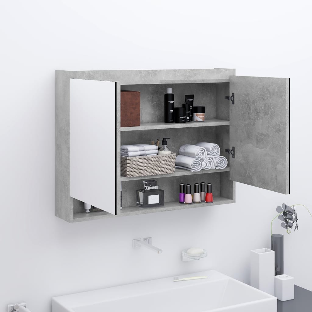 Meuble de salle de bain avec miroir 80x15x60 cm MDF anthracite