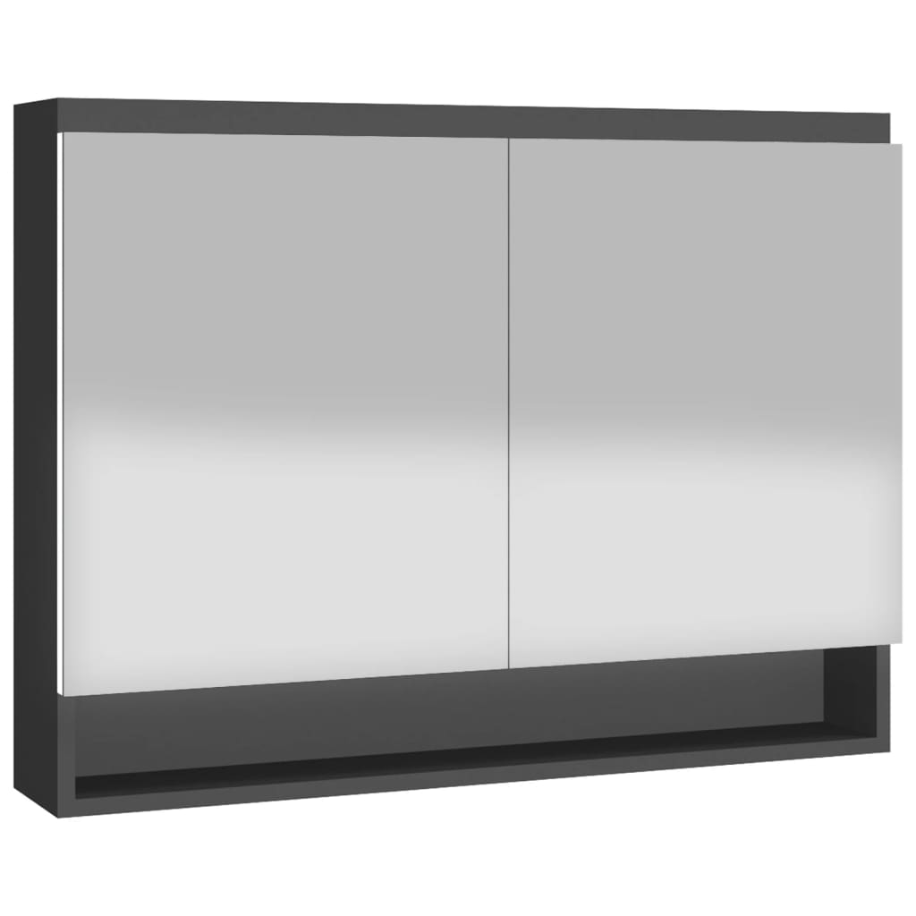 Meuble de salle de bain avec miroir 80x15x60 cm MDF anthracite