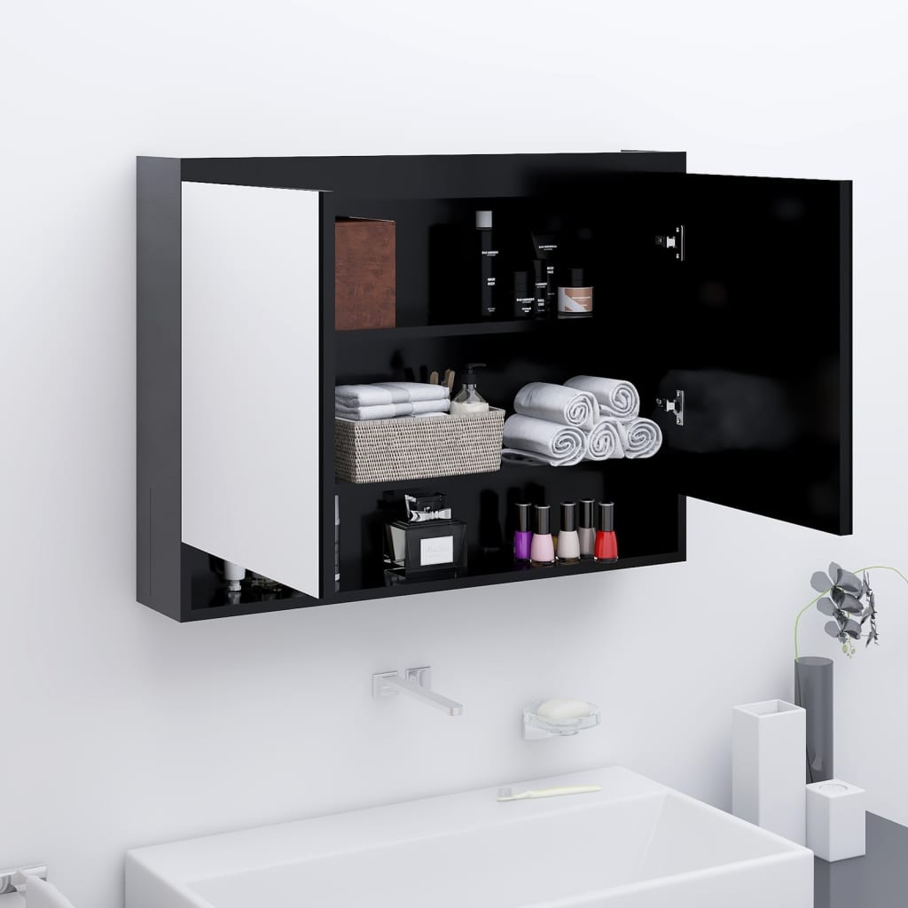 Meuble de salle de bain avec miroir 80x15x60 cm MDF anthracite