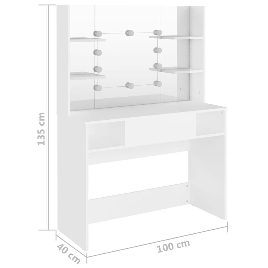 Coiffeuse avec éclairage LED 100x40x135 cm MDF couleur chêne