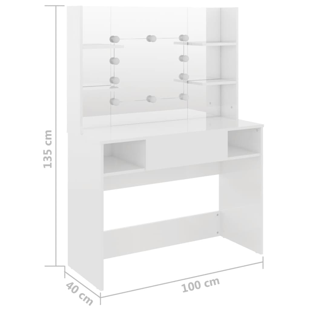 Coiffeuse avec éclairage LED 100x40x135 cm MDF couleur chêne