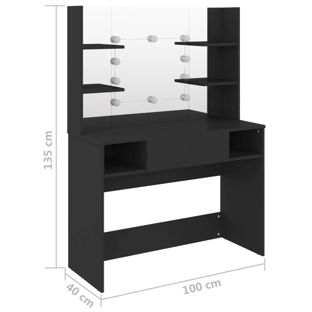 Coiffeuse avec éclairage LED 100x40x135 cm MDF couleur chêne