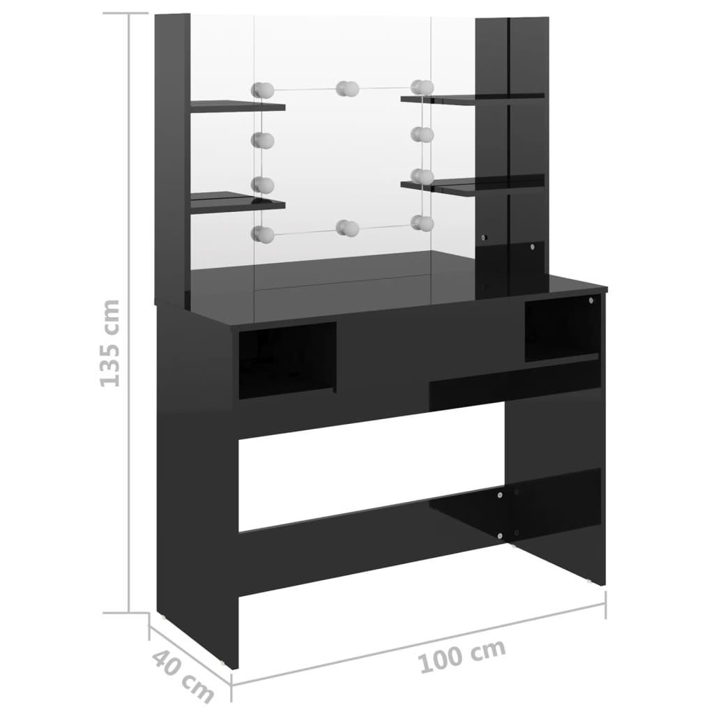 Coiffeuse avec éclairage LED 100x40x135 cm MDF couleur chêne