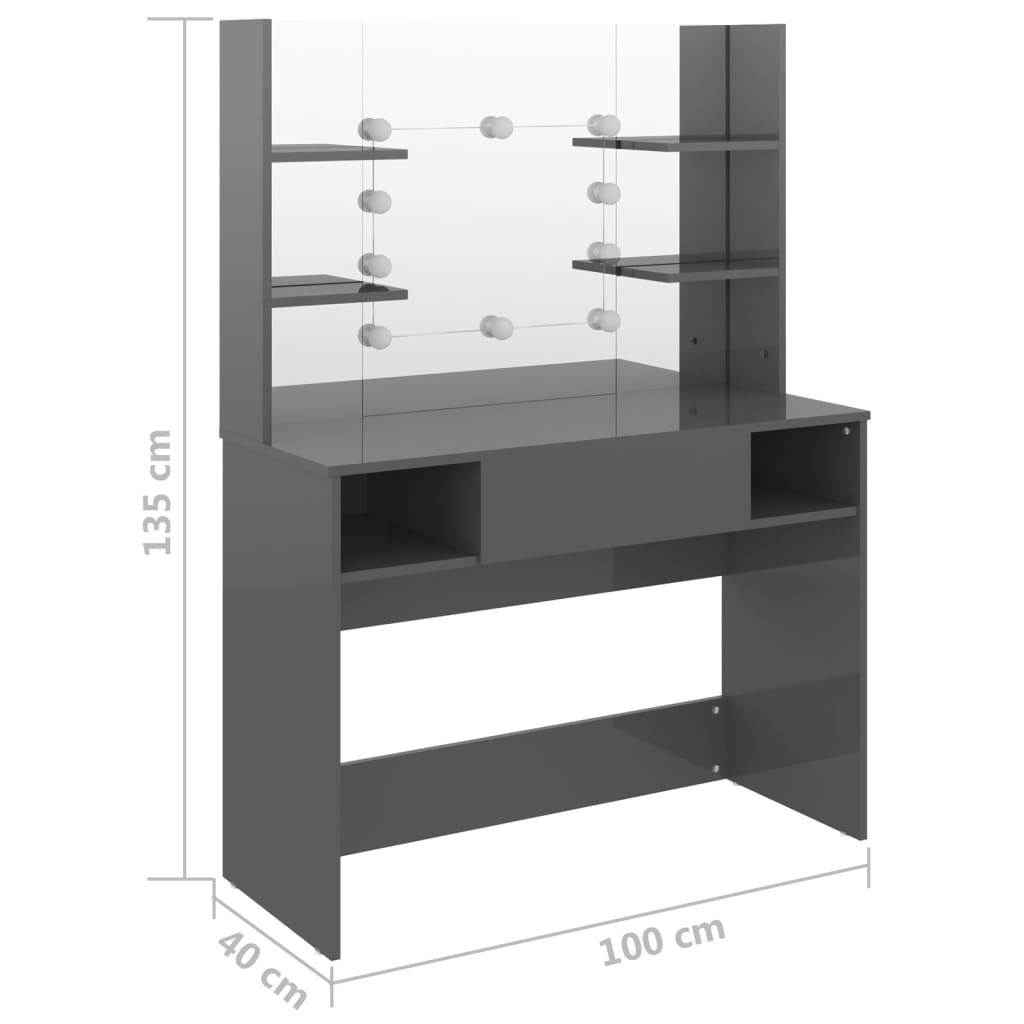 Coiffeuse avec éclairage LED 100x40x135 cm MDF couleur chêne