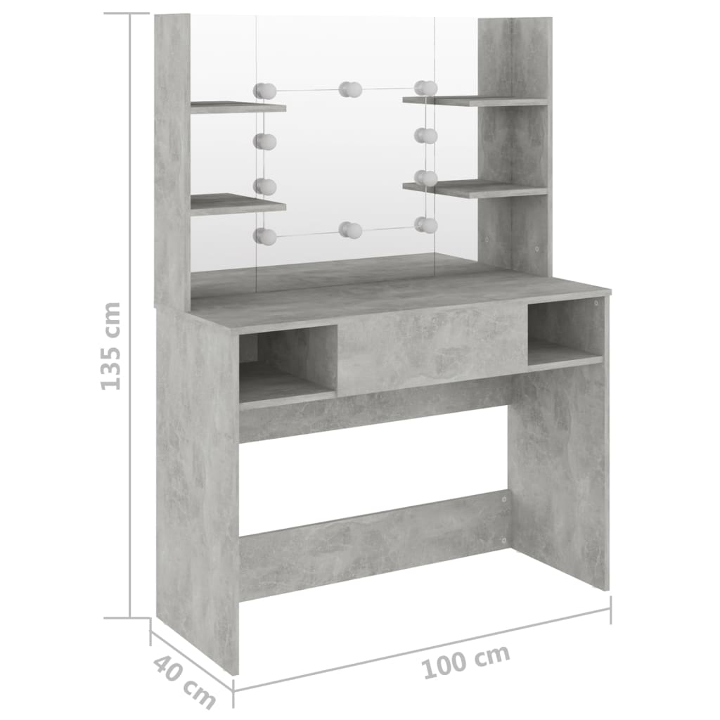 Kaptafel met LED-verlichting 100x40x135 cm MDF eikenkleurig