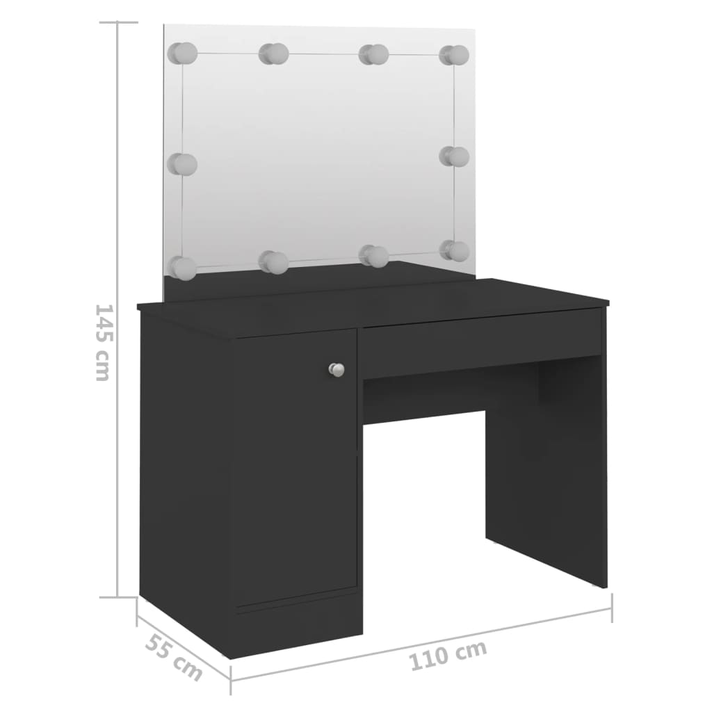 Coiffeuse avec éclairage LED 110x55x145 cm MDF