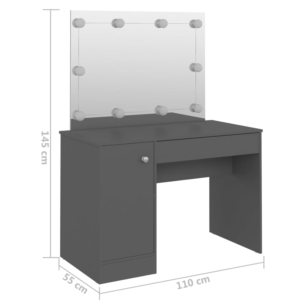 Coiffeuse avec éclairage LED 110x55x145 cm MDF