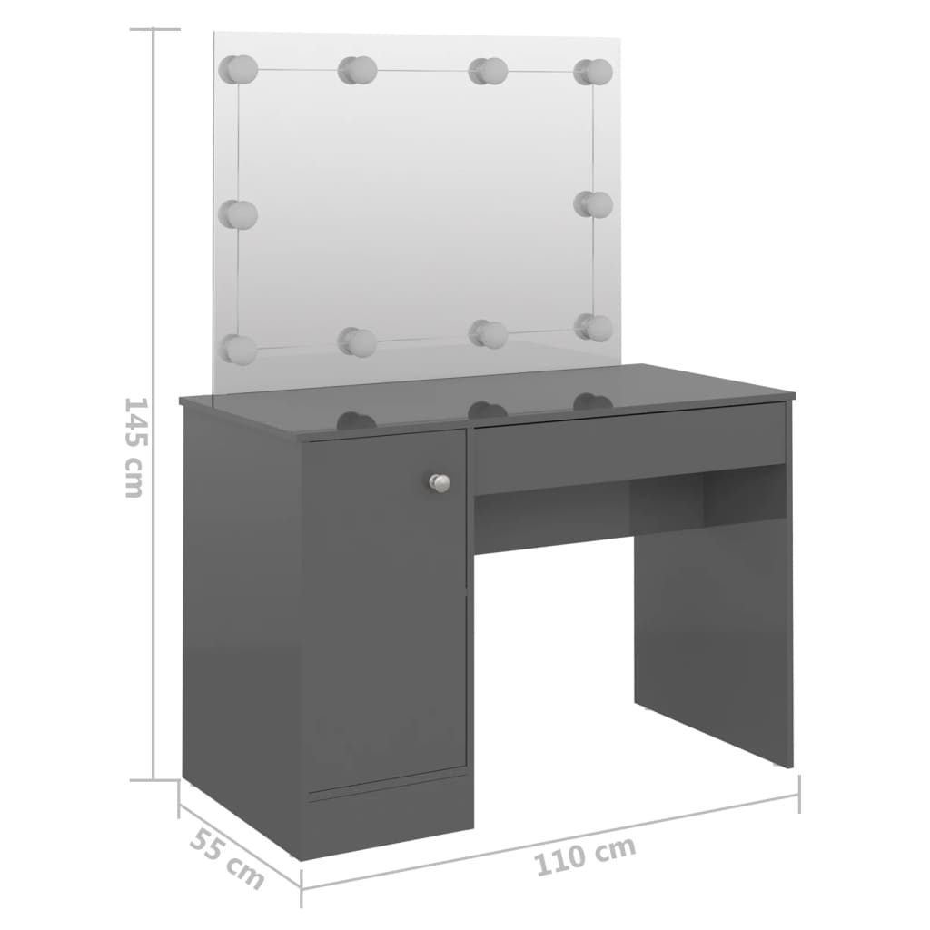 Coiffeuse avec éclairage LED 110x55x145 cm MDF