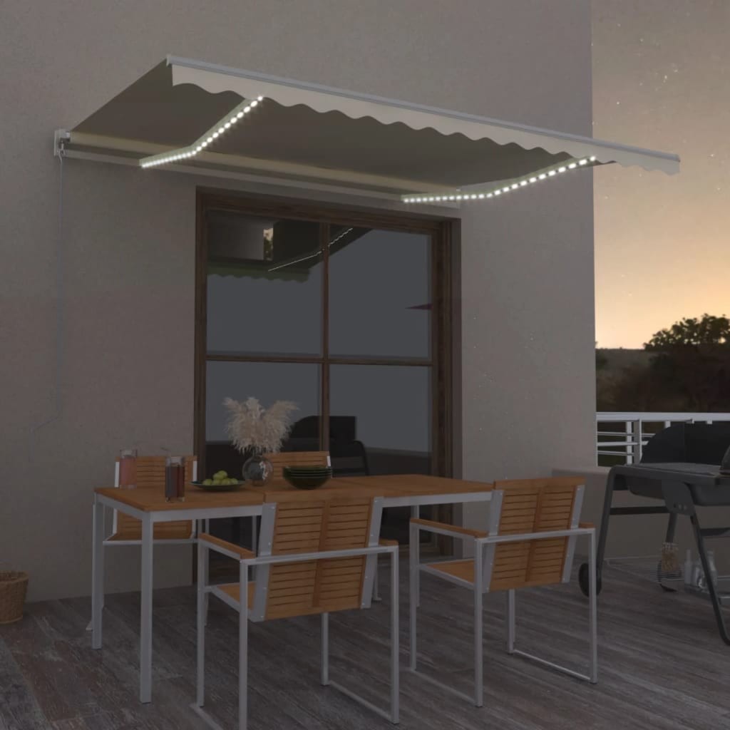 Manually extendable awning with LED 400x350 cm