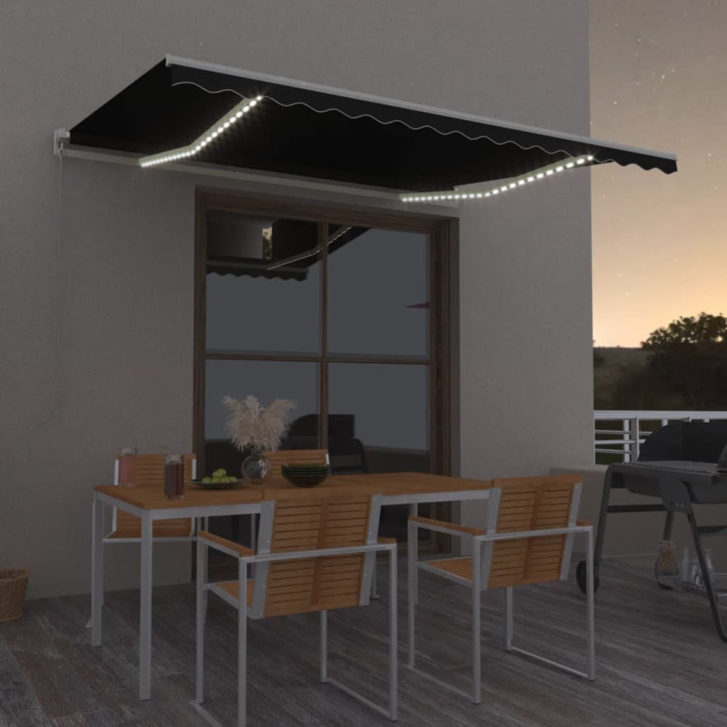 Manually extendable awning with LED 400x350 cm