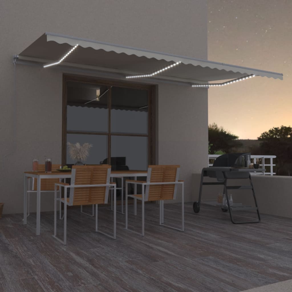 Manually extendable awning with LED 400x350 cm