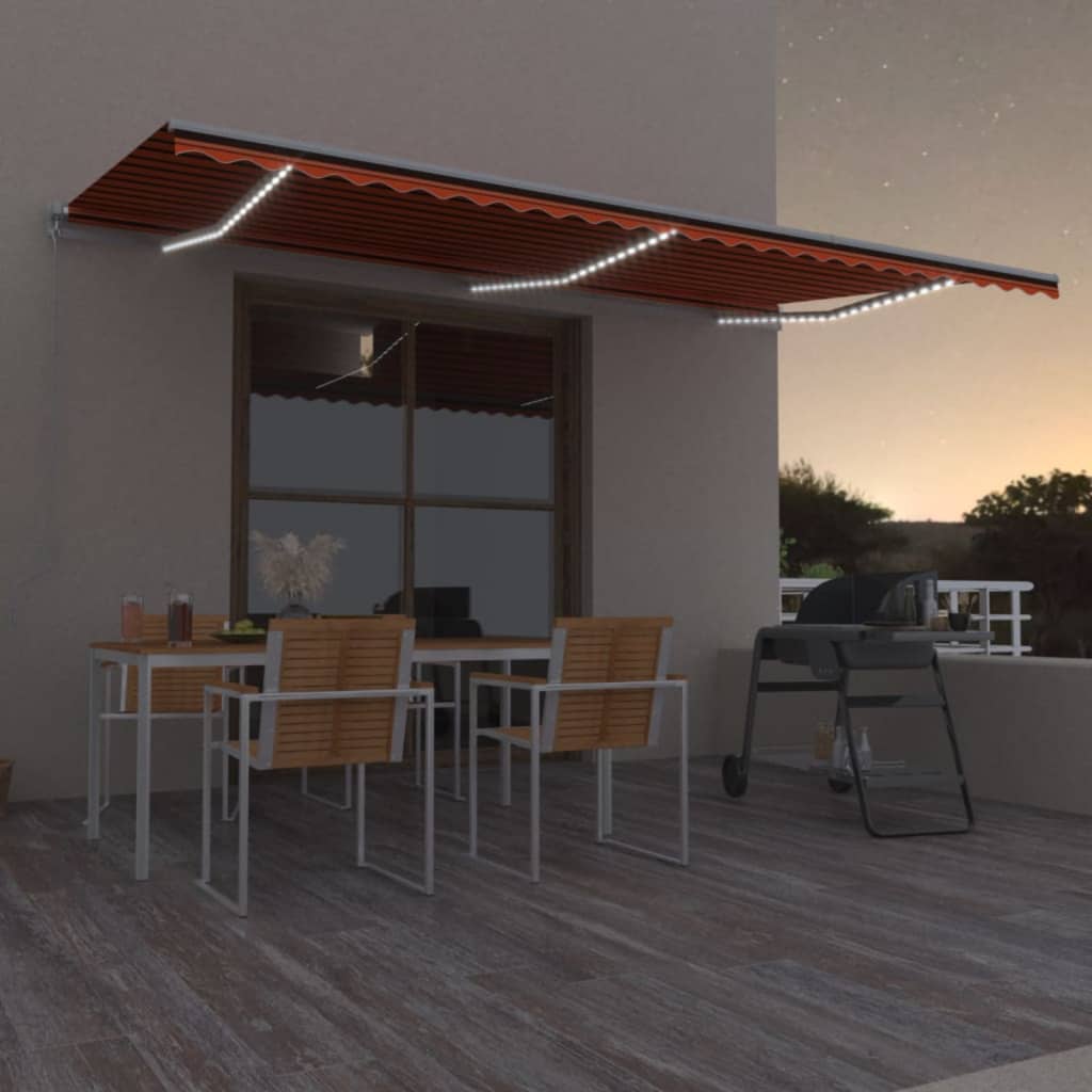 Manually extendable awning with LED 400x350 cm