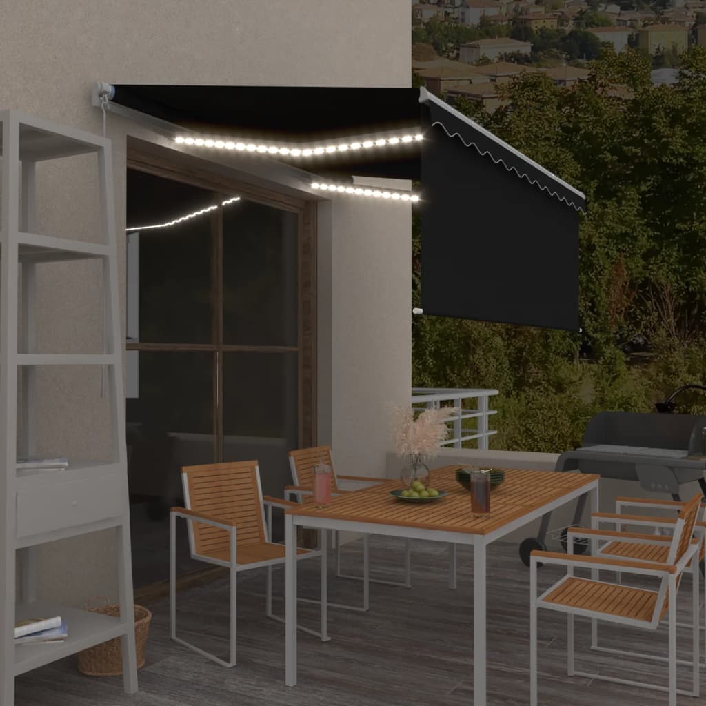 Store banne extensible manuellement avec store enrouleur LED 4x3 m