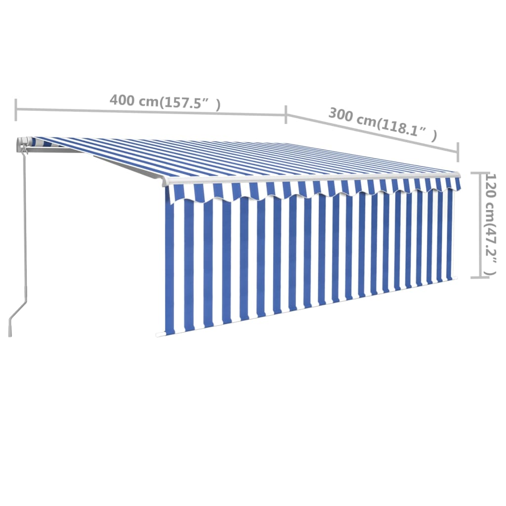 Store banne extensible manuellement avec store enrouleur 5x3 m crème