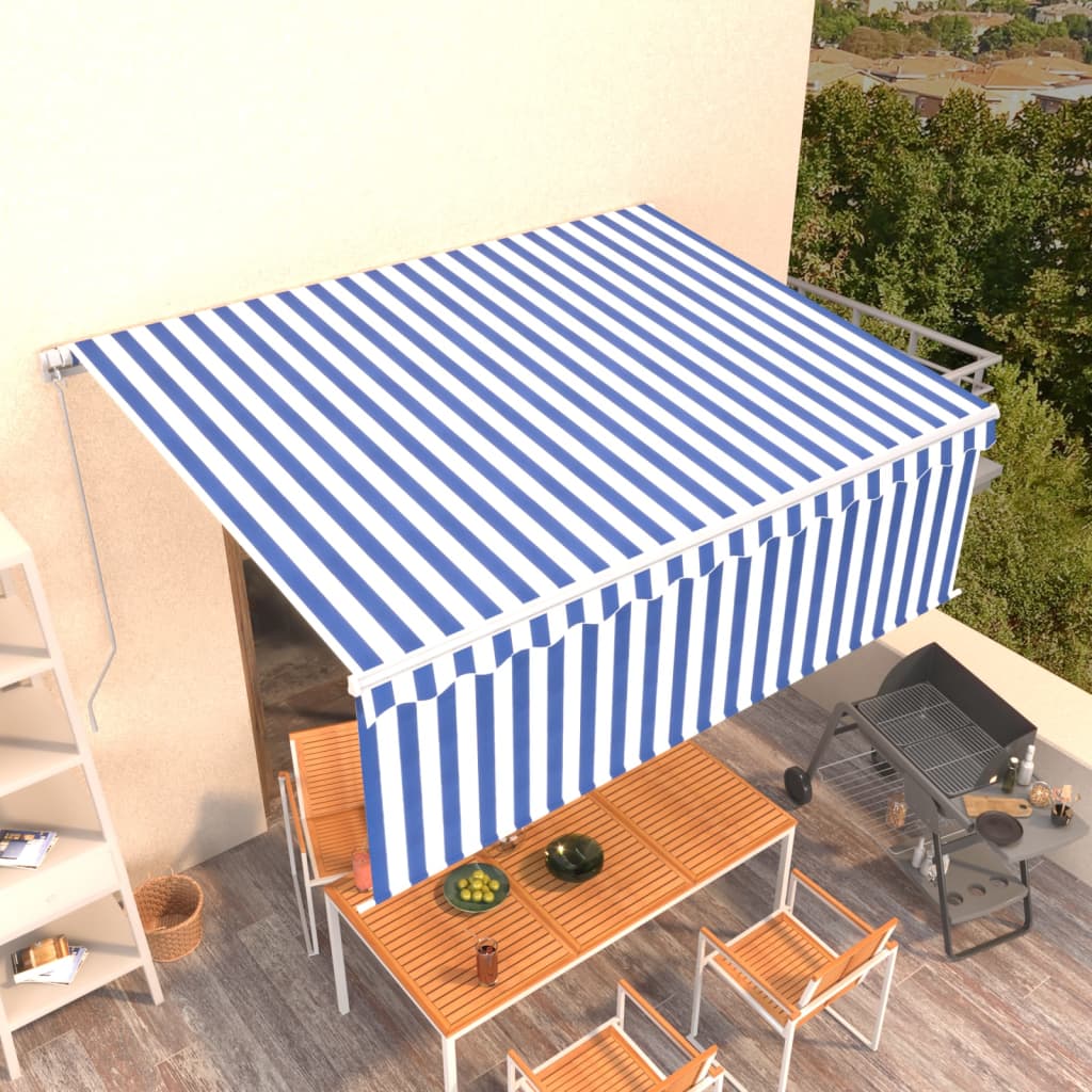 Store banne extensible manuellement avec store enrouleur 5x3 m crème