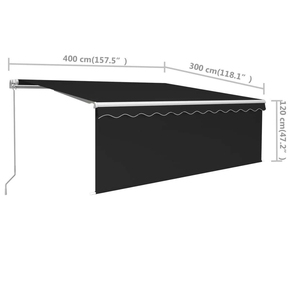 Luifel handmatig uittrekbaar met rolgordijn 4,5x3 m crèmekleur