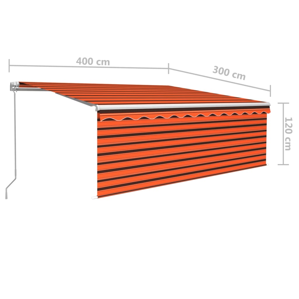 Store banne extensible manuellement avec store enrouleur 5x3 m crème