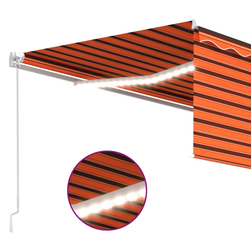 Store banne extensible manuellement avec store enrouleur LED 4x3 m