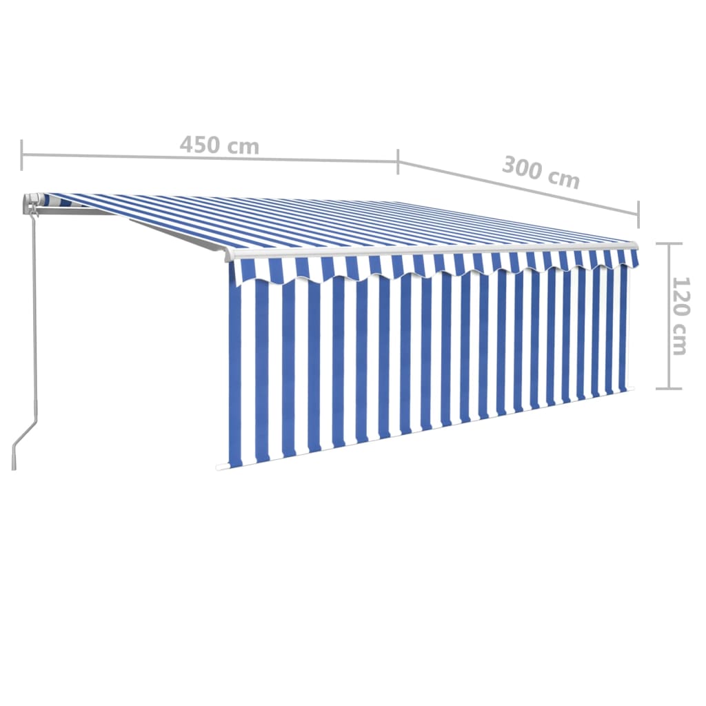 Store banne extensible manuellement avec store enrouleur 5x3 m crème