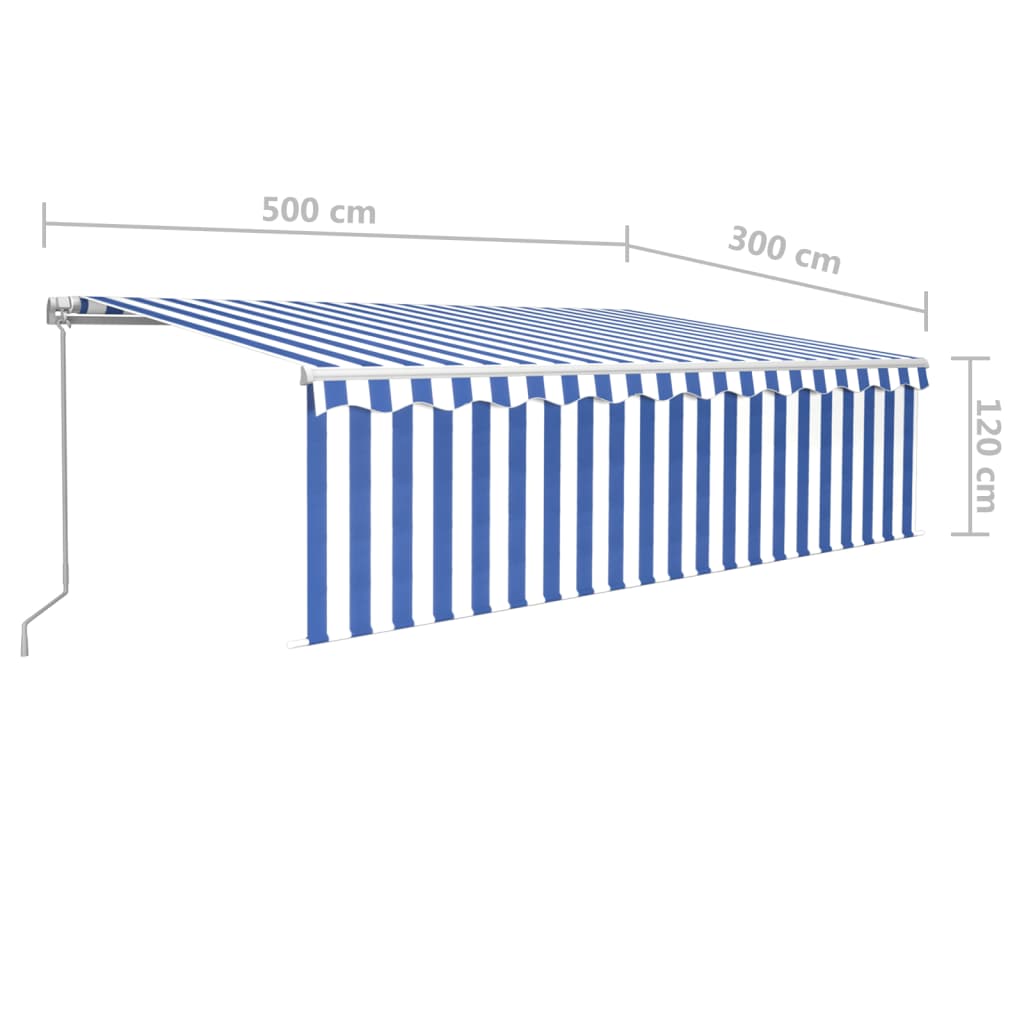 Store banne extensible manuellement avec store enrouleur 5x3 m crème