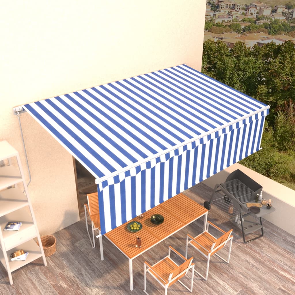 Store banne extensible manuellement avec store enrouleur 5x3 m crème