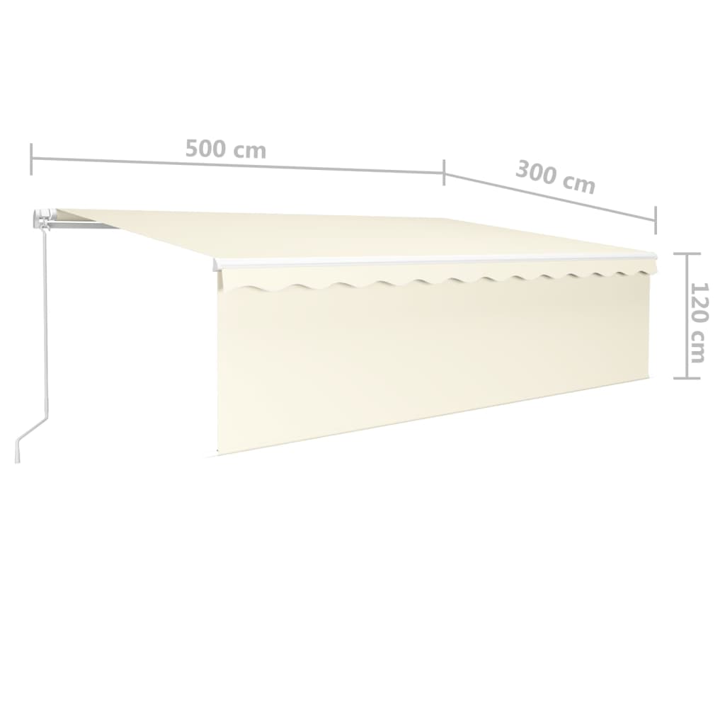 Store banne extensible manuellement avec store enrouleur 5x3 m crème