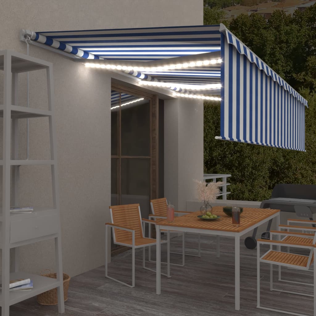 Store banne extensible manuellement avec store enrouleur LED 4x3 m