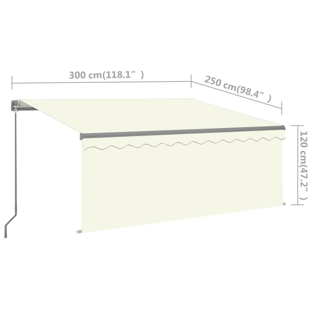 Luifel handmatig uittrekbaar rolgordijn LED 3,5x2,5 m