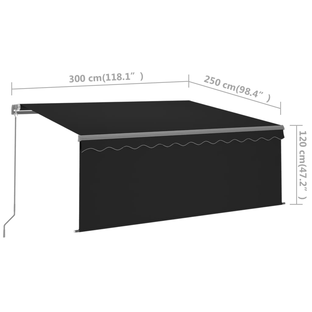 Luifel handmatig uittrekbaar rolgordijn LED 3,5x2,5 m