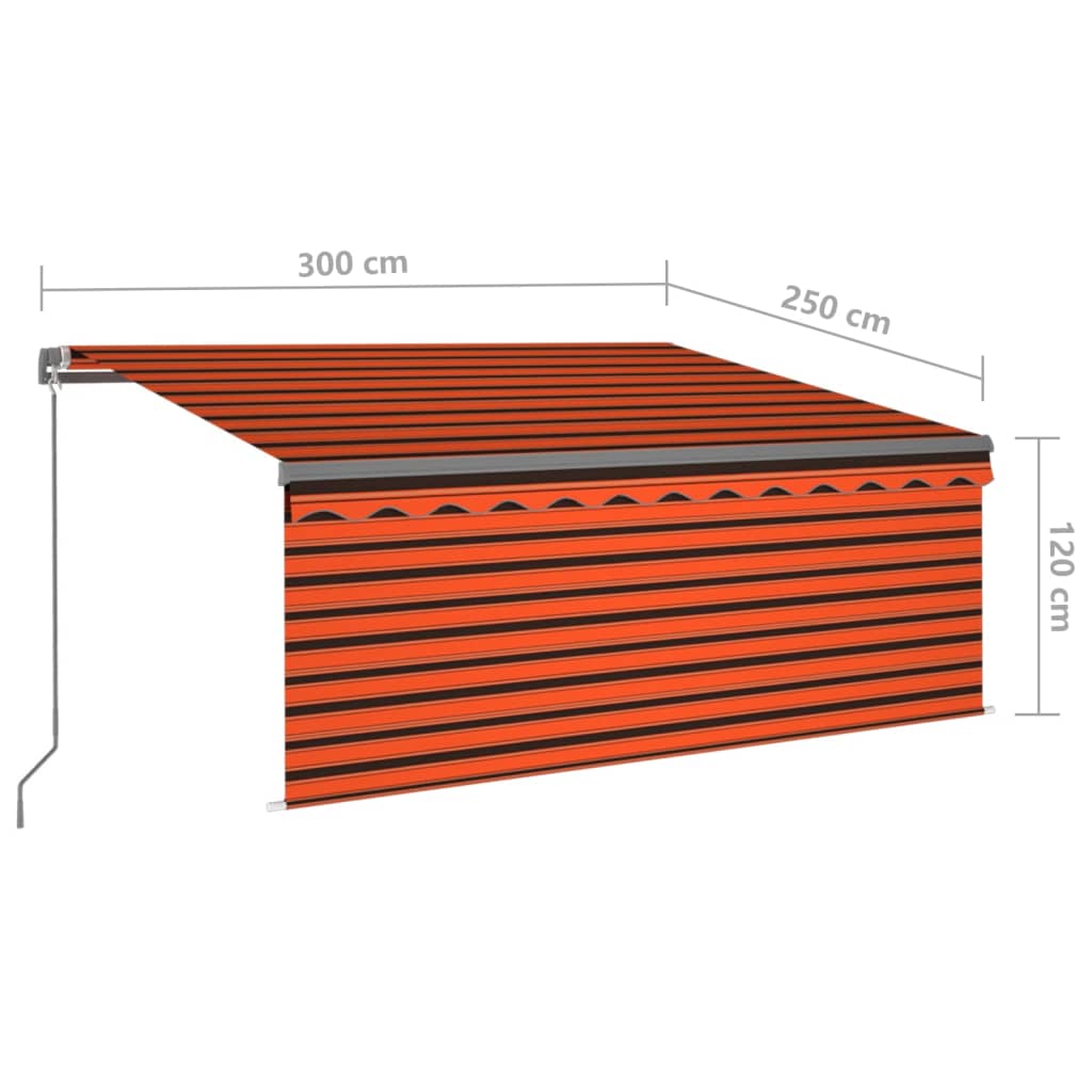 Luifel handmatig uittrekbaar rolgordijn LED 3,5x2,5 m