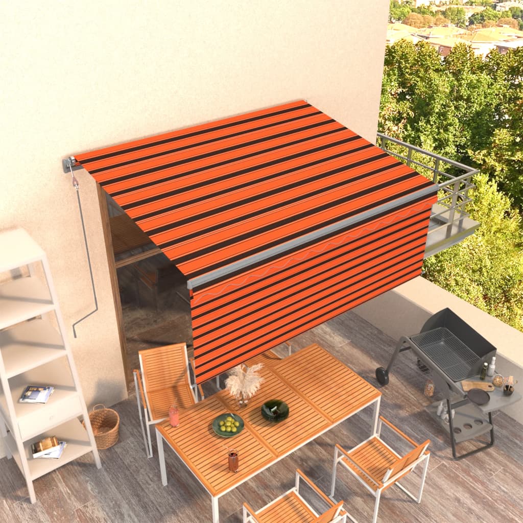 Store enrouleur à extension automatique 4x3 m orange marron