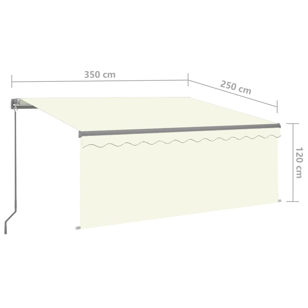 Luifel handmatig uittrekbaar rolgordijn LED 3,5x2,5 m