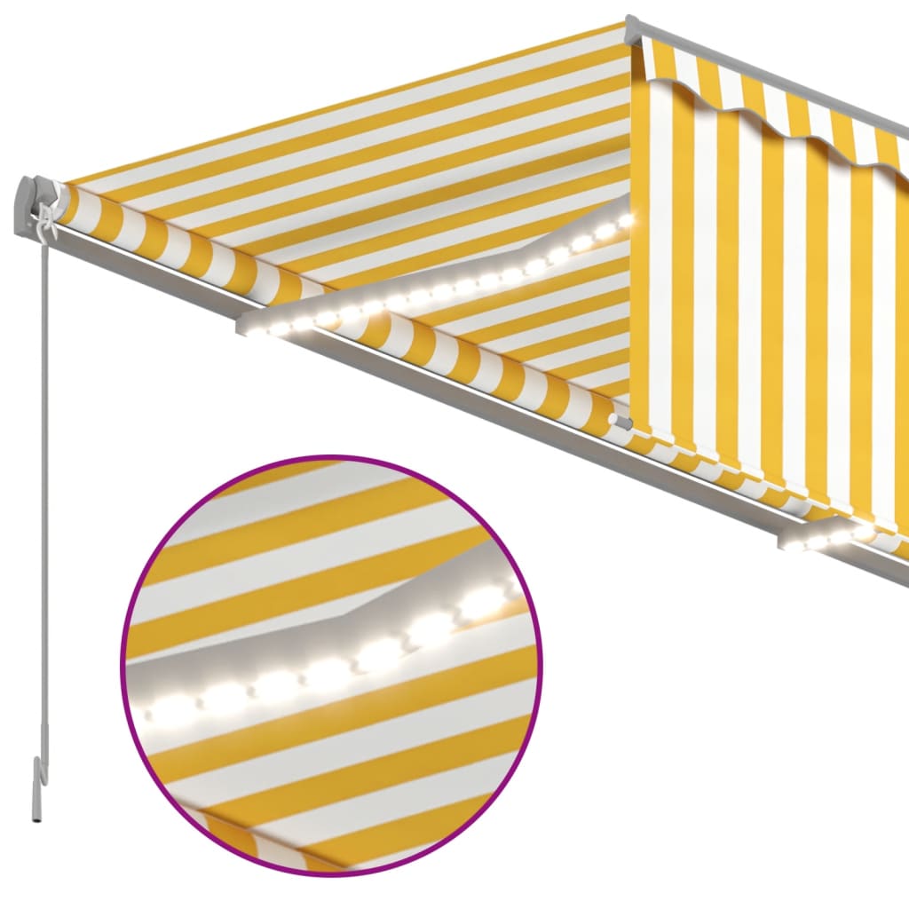 Luifel handmatig uittrekbaar met rolgordijn LED 5x3 m