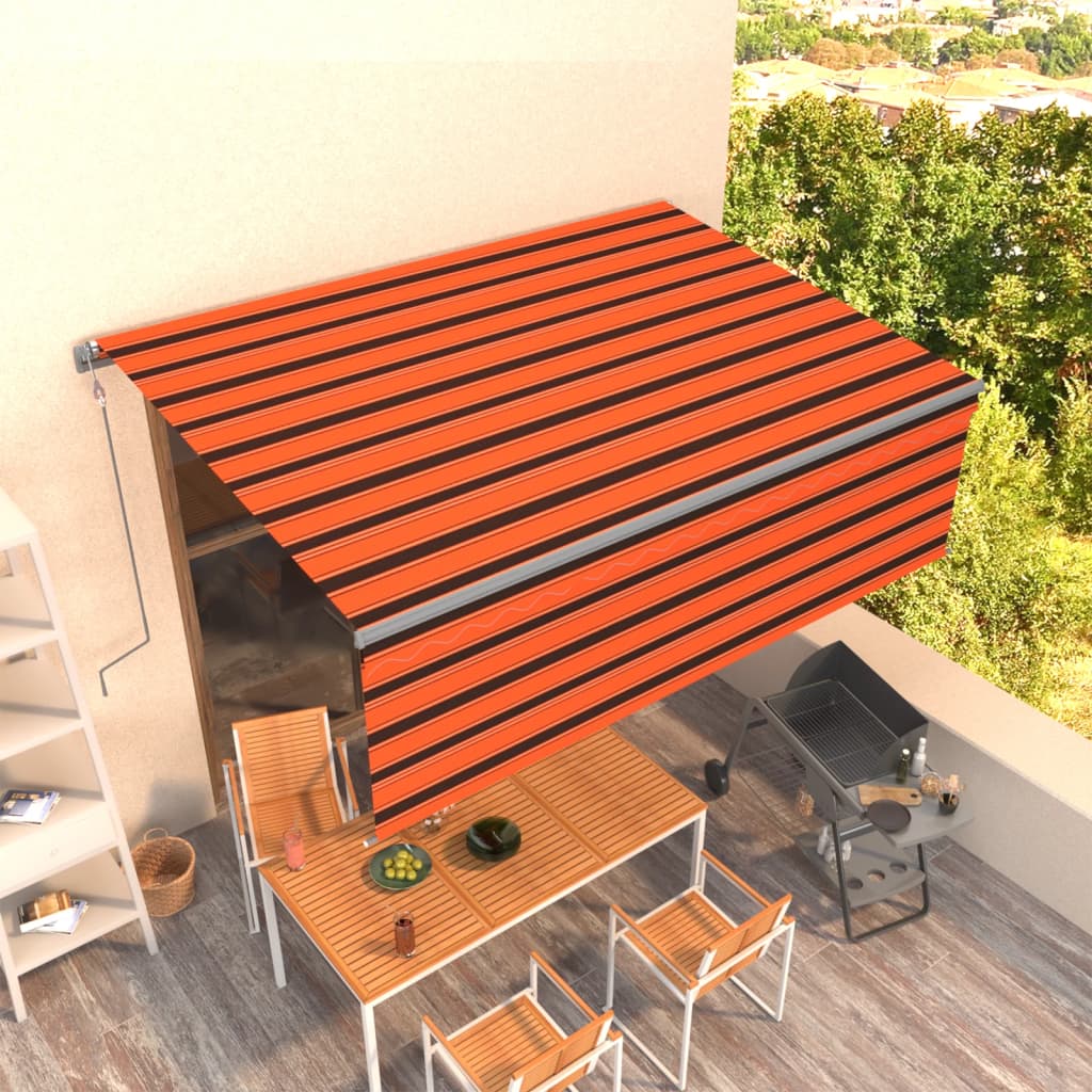 Store enrouleur à extension automatique 4x3 m orange marron