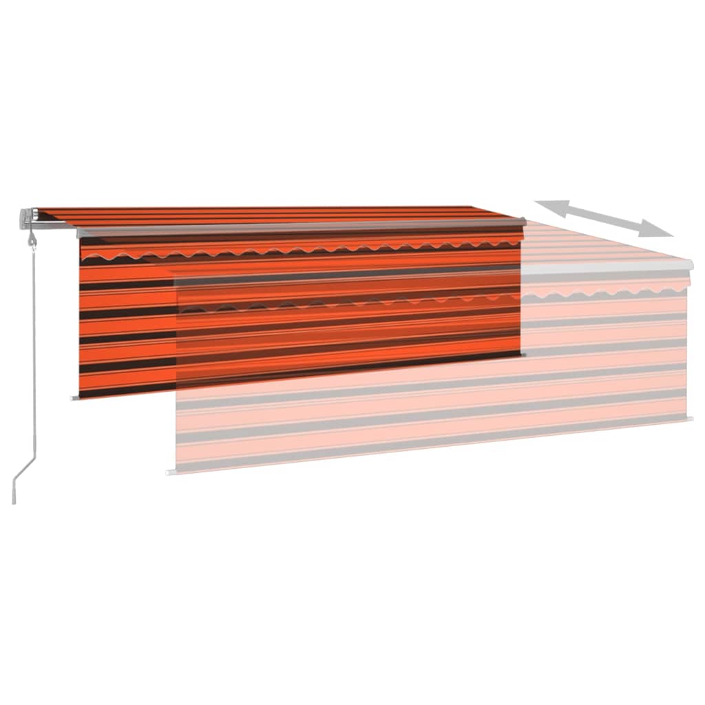 Luifel automatisch rolgordijn LED windsensor 5x3 m oranje bruin