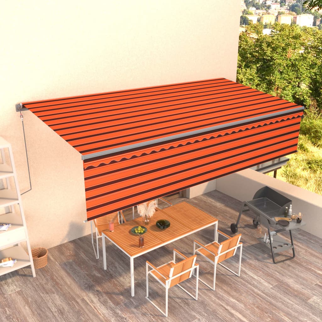 Store enrouleur à extension automatique 4x3 m orange marron