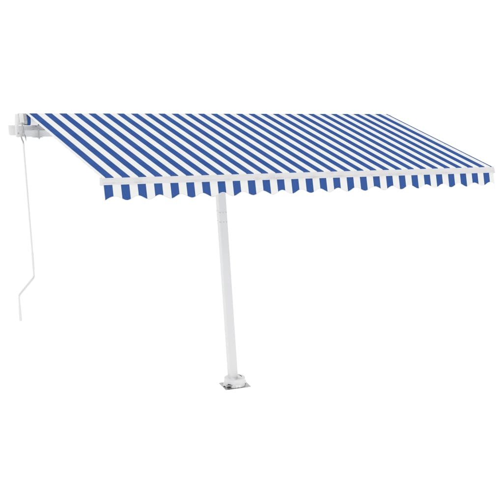 Store banne extensible manuellement avec LED 400x350 cm bleu et blanc