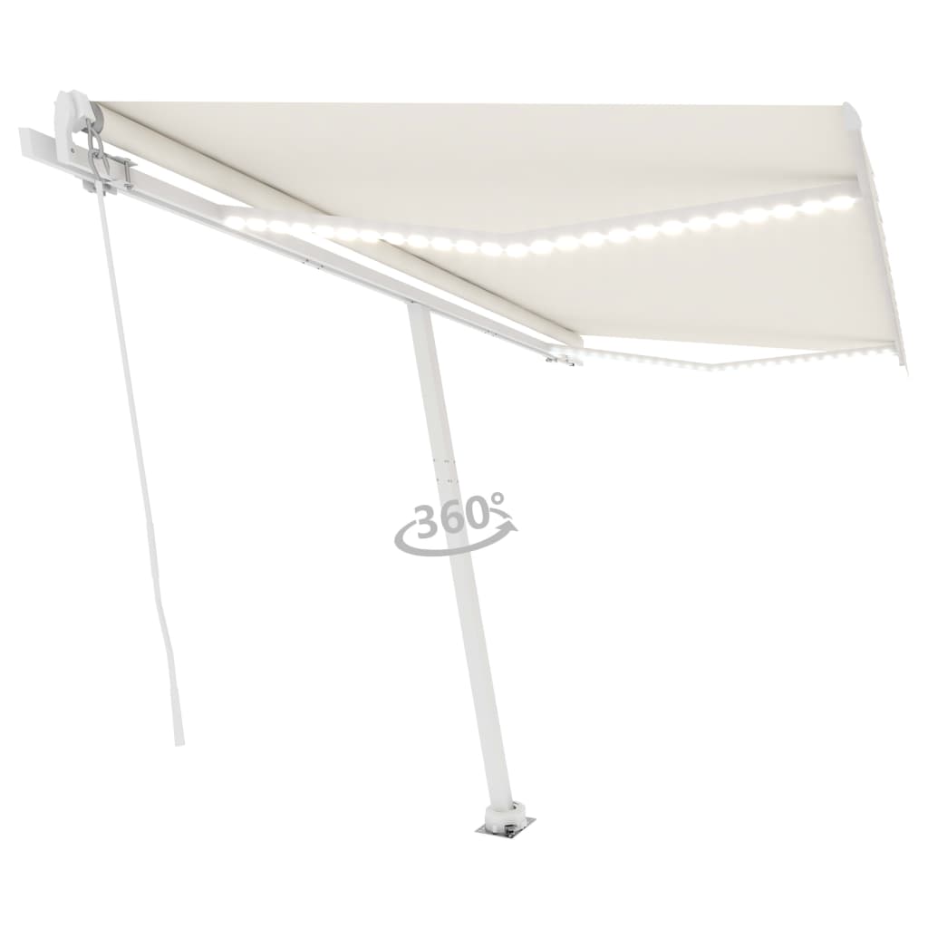 Store banne extensible manuellement avec LED 400x350 cm crème