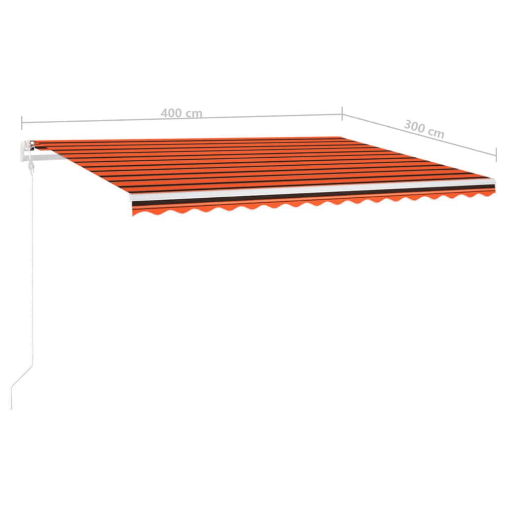 Luifel handmatig uittrekbaar met LED 4x3,5 m crèmekleurig