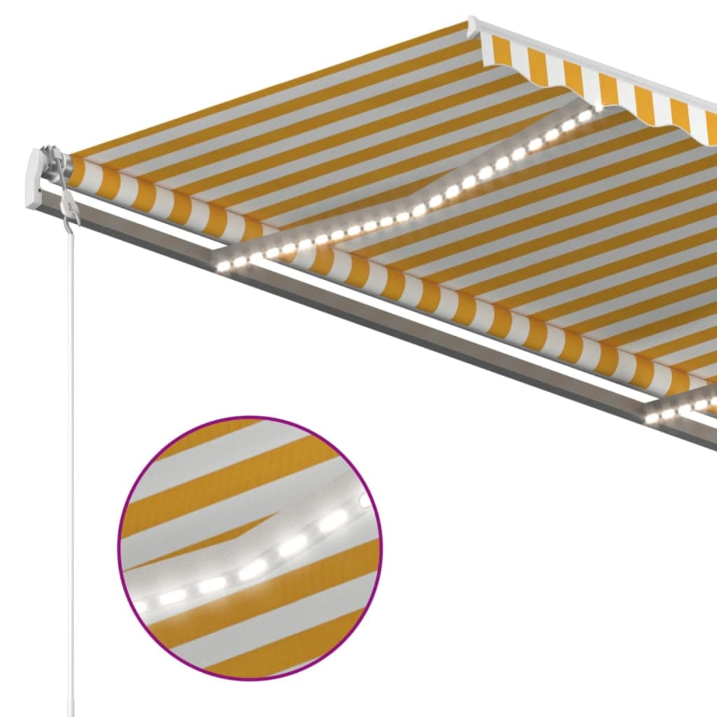 Luifel handmatig uittrekbaar met LED 4x3,5 m crèmekleurig