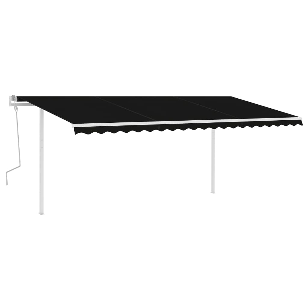 Store banne extensible manuellement avec poteaux 4x3,5 m anthracite