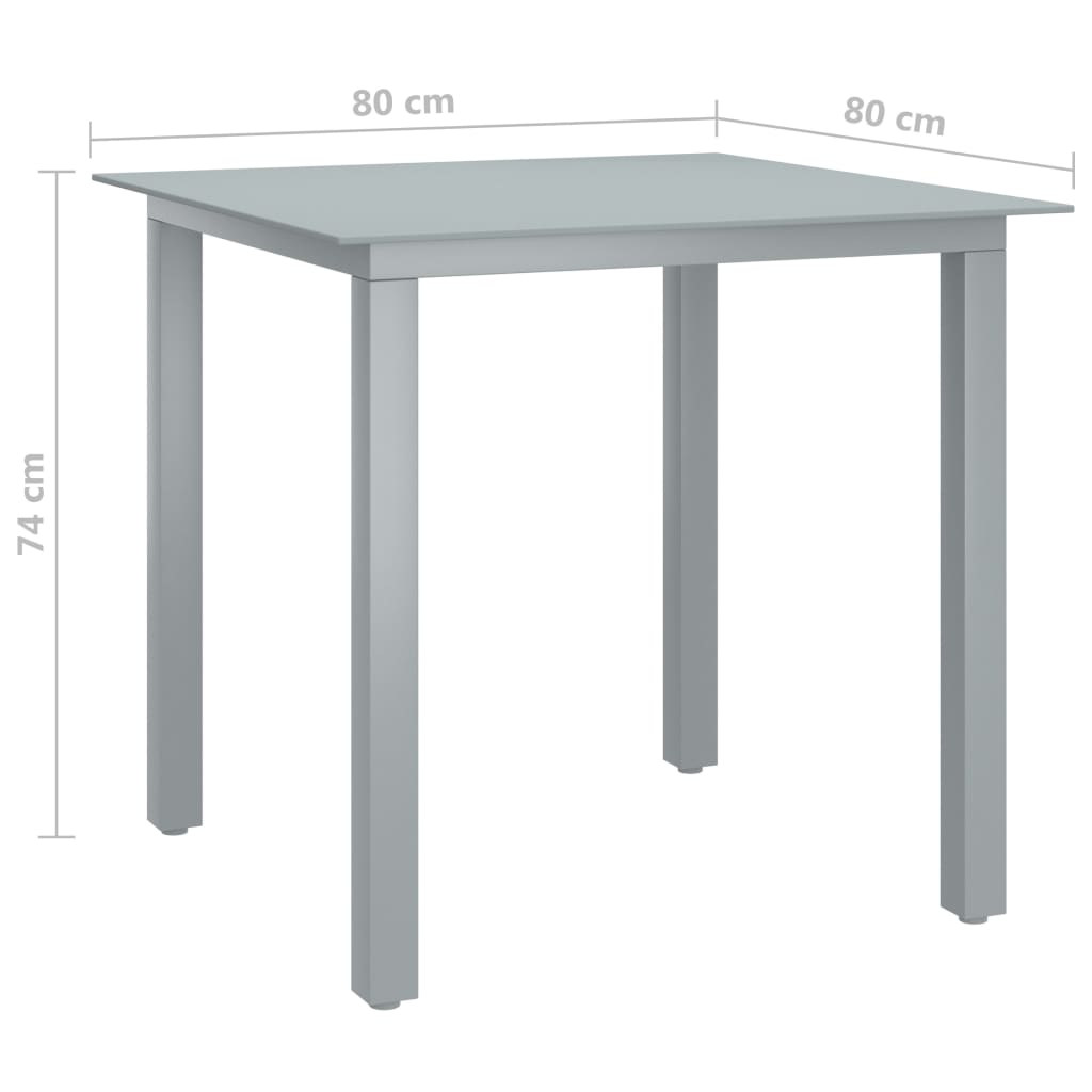 7-delige Tuinset aluminium zilverkleurig en zwart