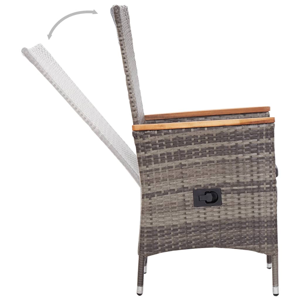 7-delige Tuinset poly rattan grijs