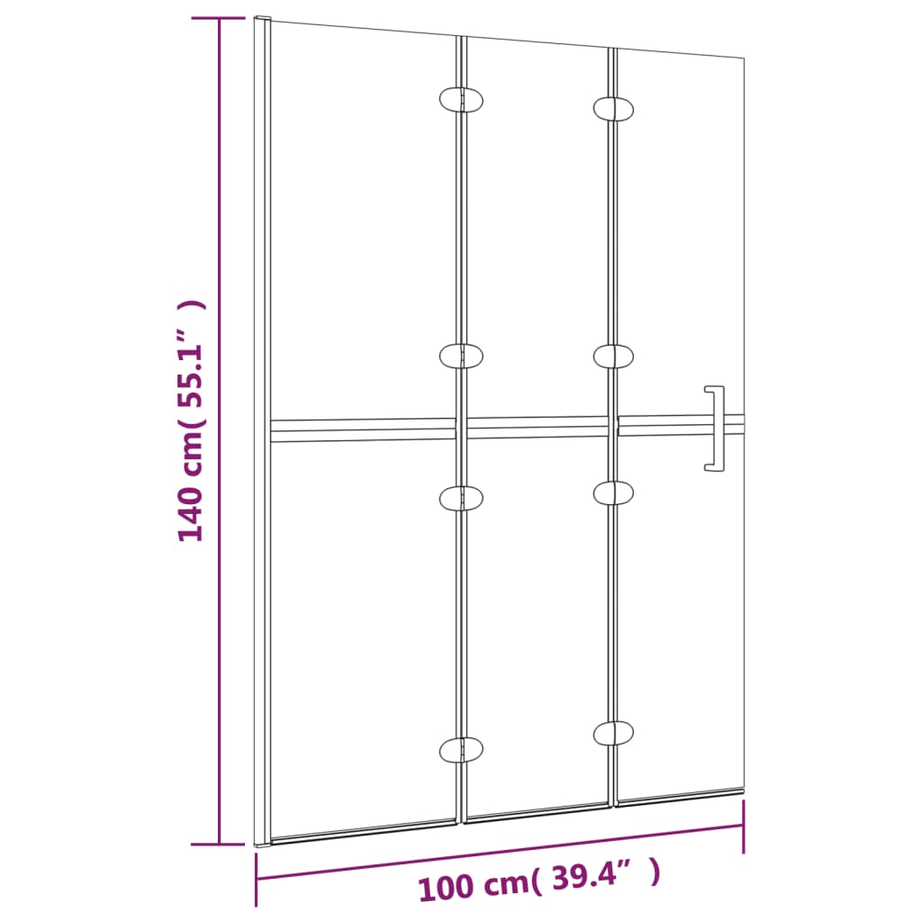 Douchewand inklapbaar 100x140 cm ESG wit